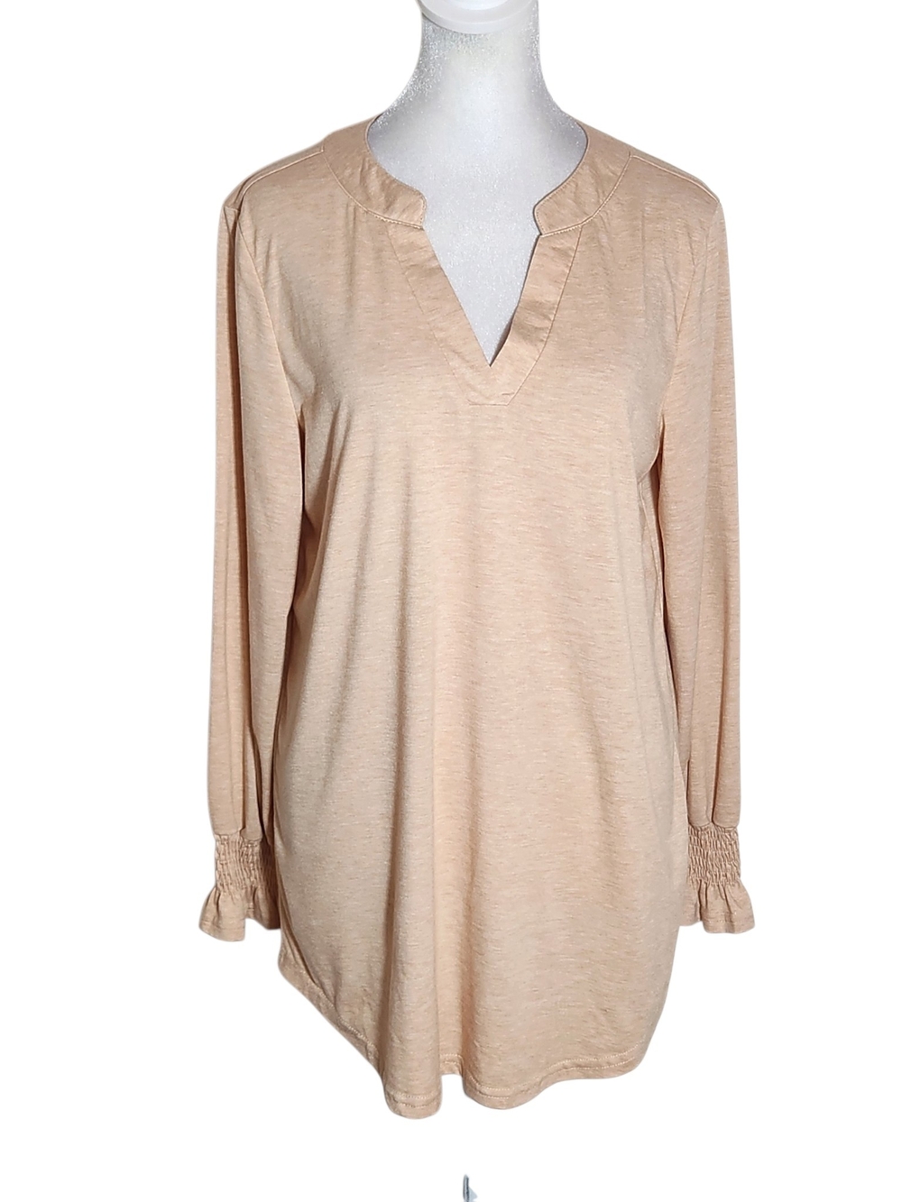 Ladmous Long Sleeve Peach Tunic Top Size Medium